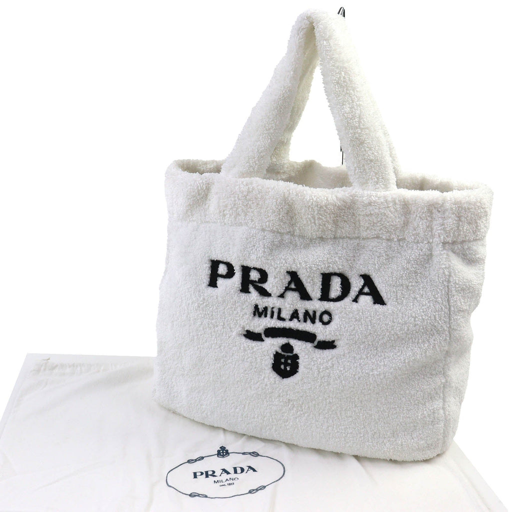 Prada SPUGNA Triangle Logo Terry Tote Bag
