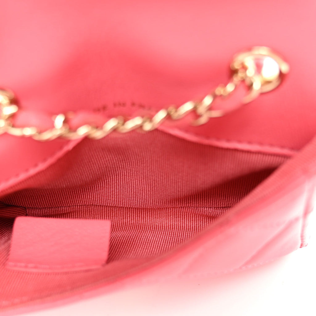 Lambskin Quilted Mini Chain Belt Bag Pink