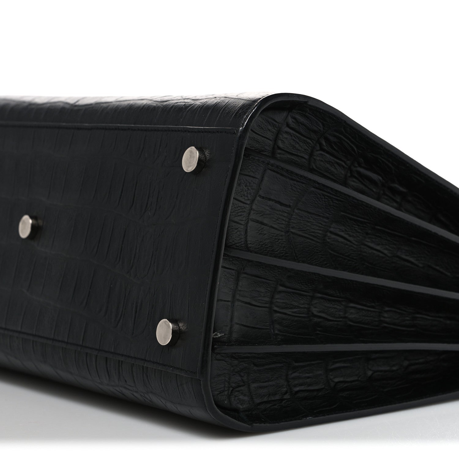 Calfskin Crocodile Embossed Small Sac de Jour Black