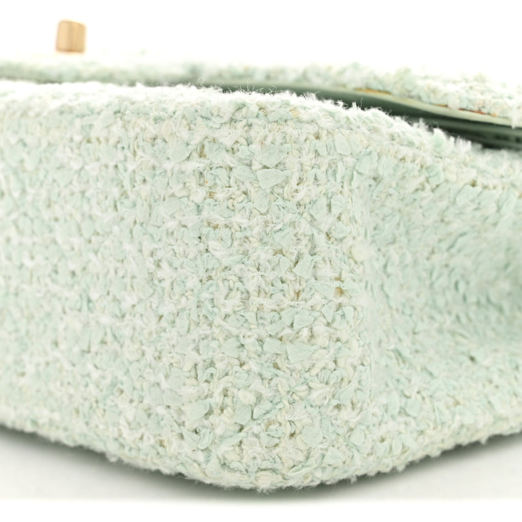 Tweed Medium Double Flap Light Turquoise