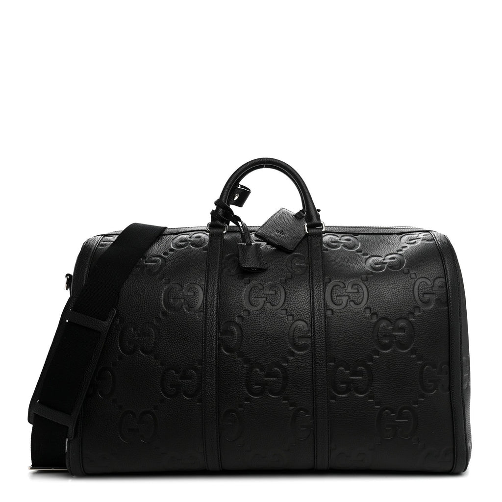 Piuma Calfskin Jumbo GG Embossed Large Duffle Bag Black