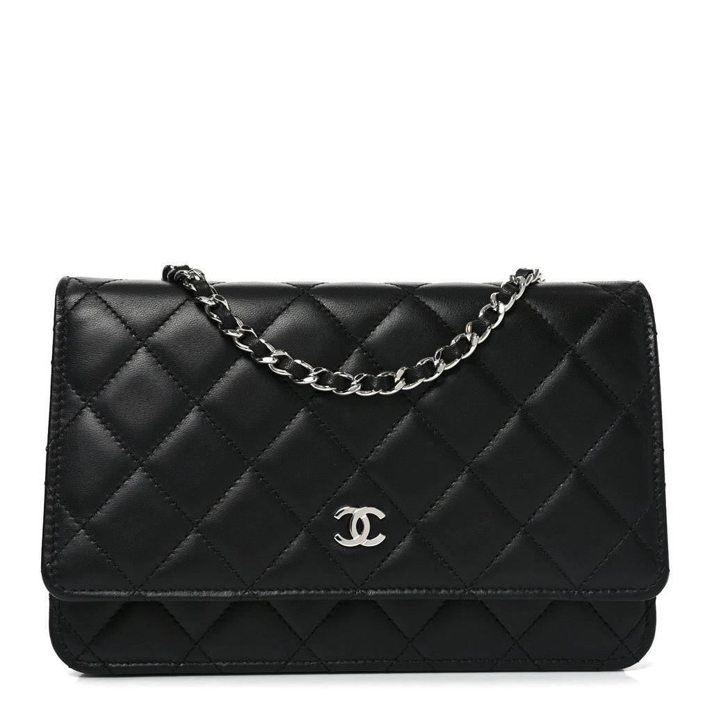 Lambskin Quilted Wallet On Chain WOC Black