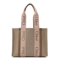 Linen Calfskin Medium Woody Ribbon Tote Blushy Beige
