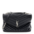Calfskin Y Quilted Monogram Medium Loulou Chain Satchel Medium Blue