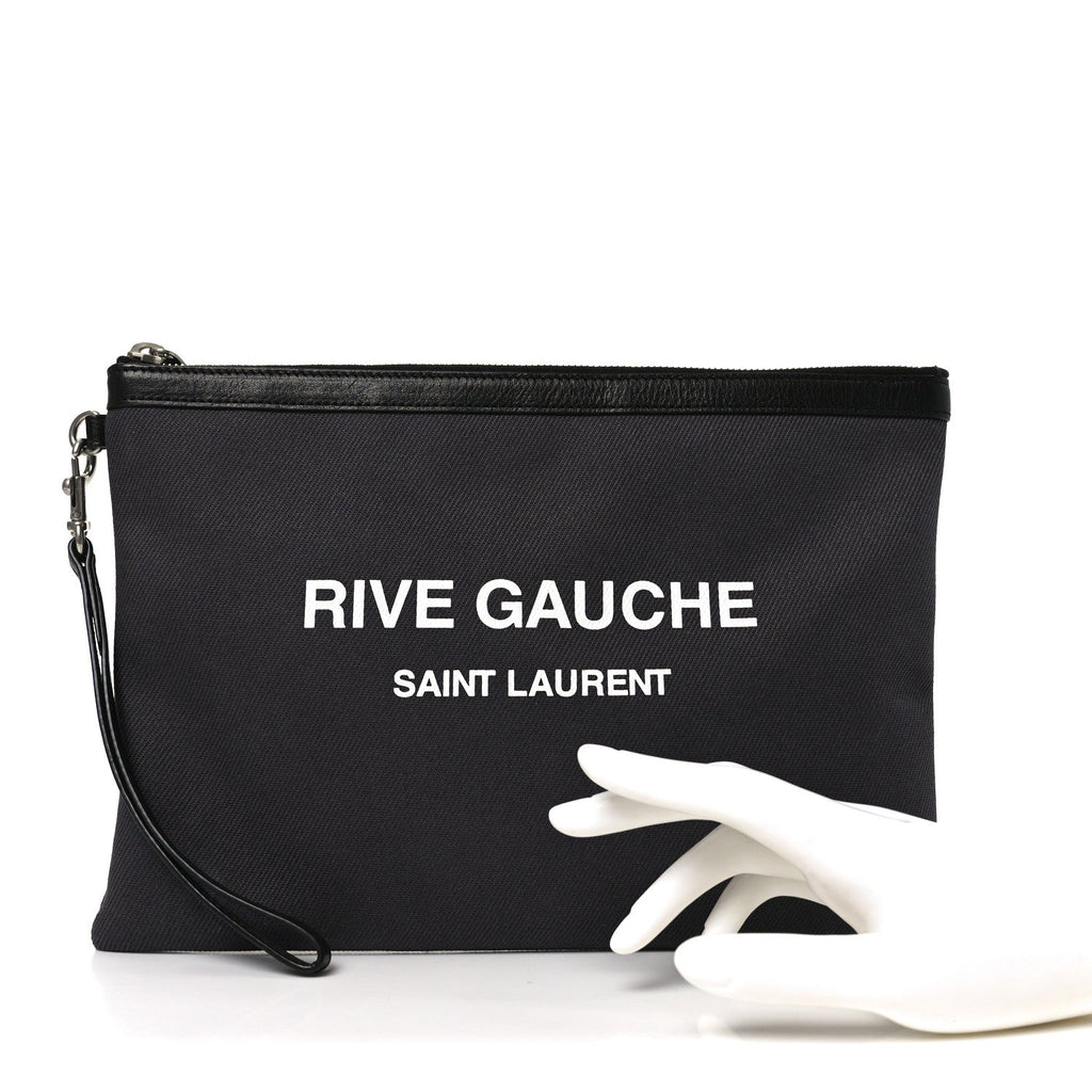 Linen Canvas Rive Gauche Zipped Pouch Black