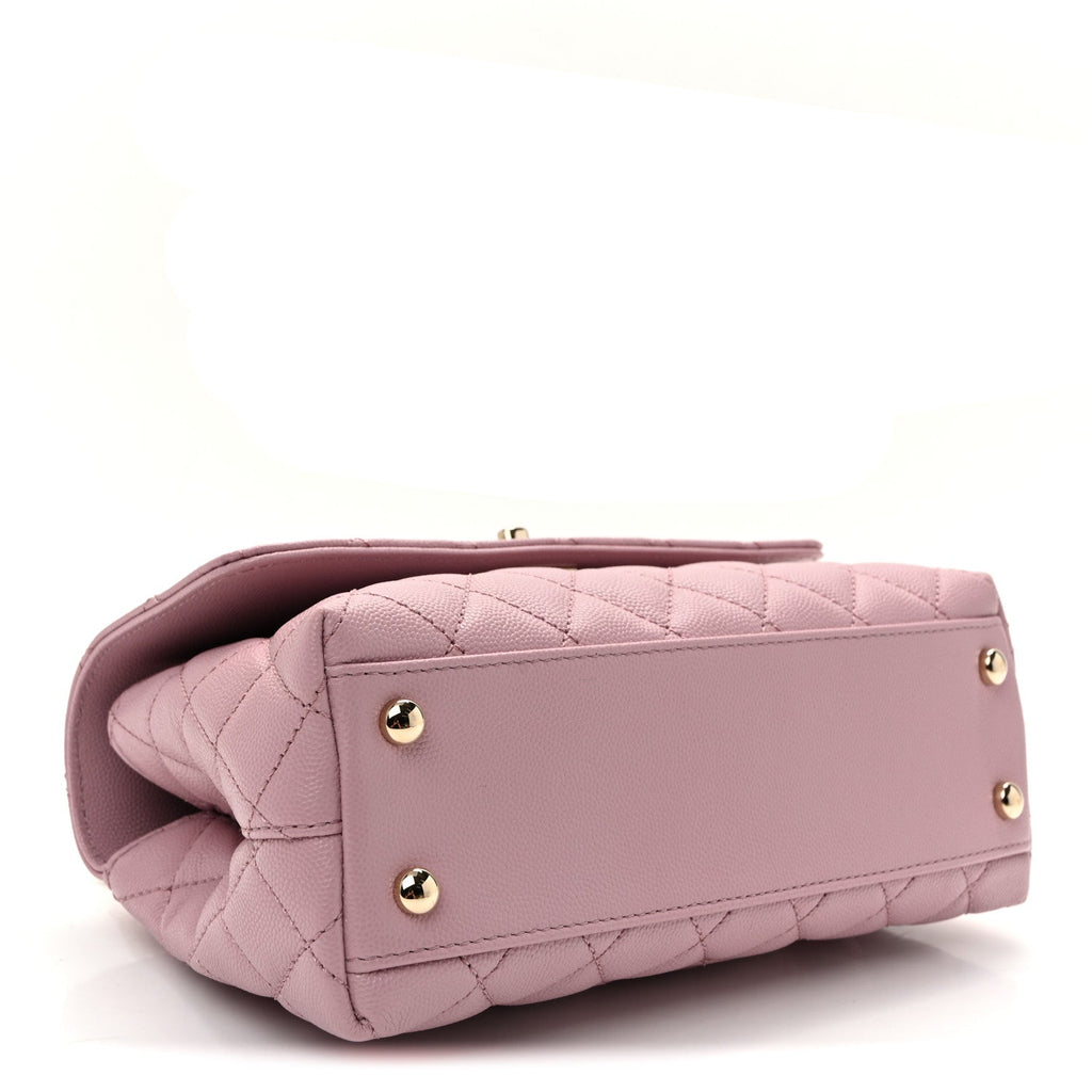 Caviar Quilted Mini Coco Handle Flap Light Pink