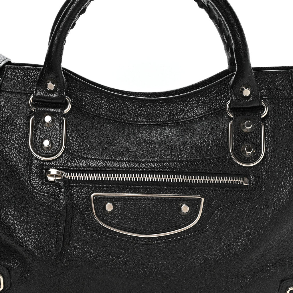 Chevre Silver Metallic Edge Hardware City Black
