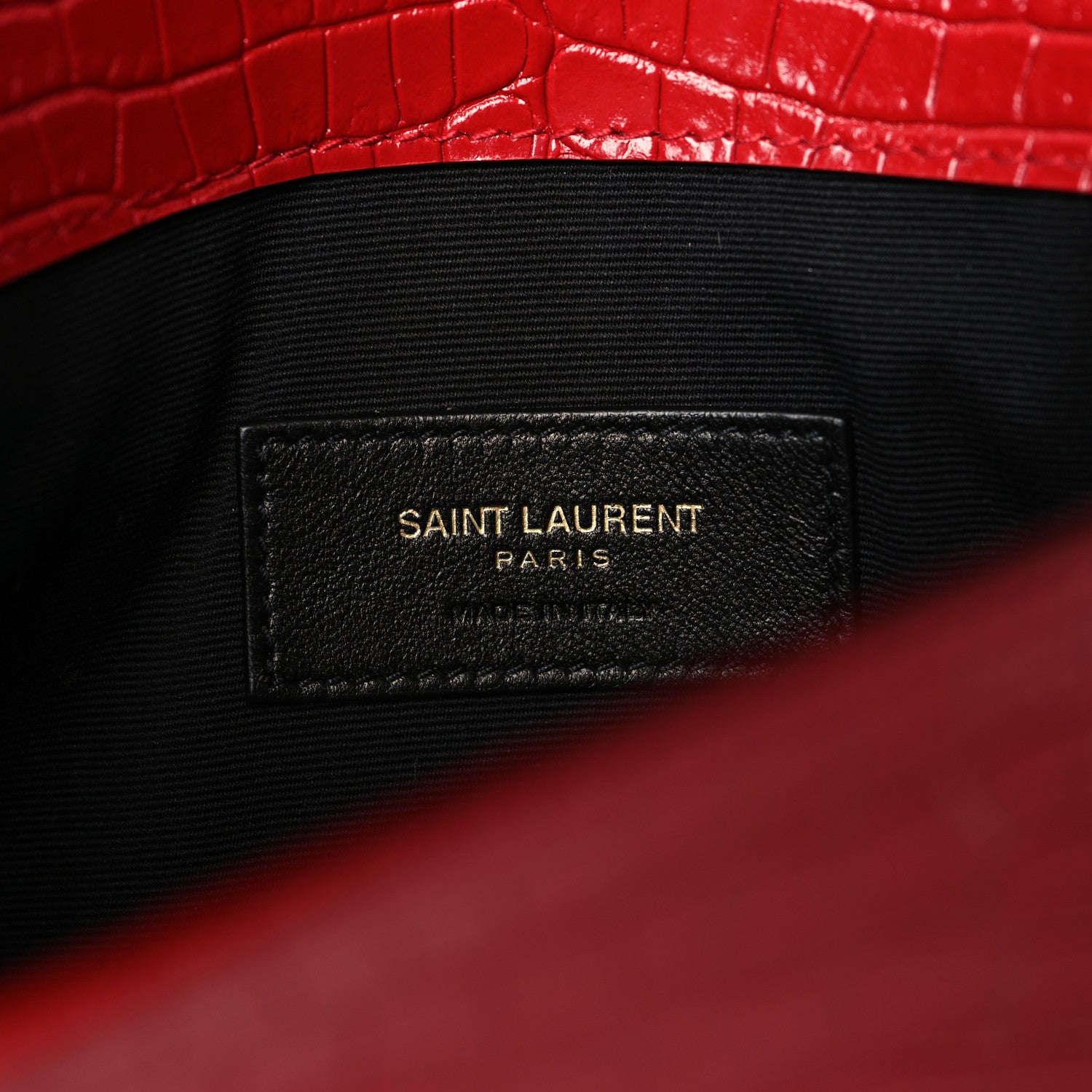 Calfskin Crocodile Embossed Uptown Monogram Pouch Rouge Eros