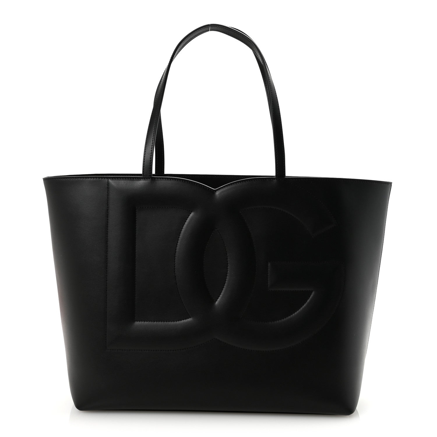 DOLCE GABBANA Calfskin DG Logo Shopper Tote Black