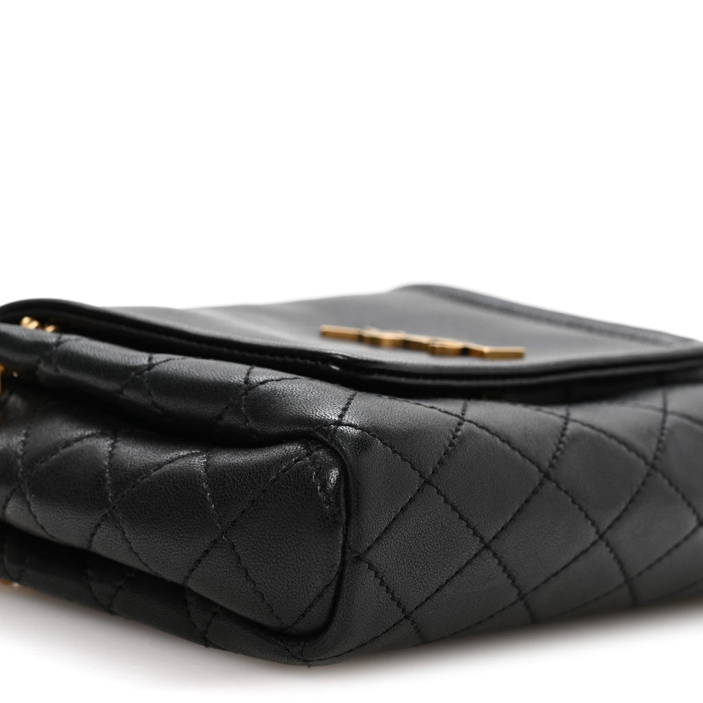 Lambskin Quilted Monogram Mini Nolita Black