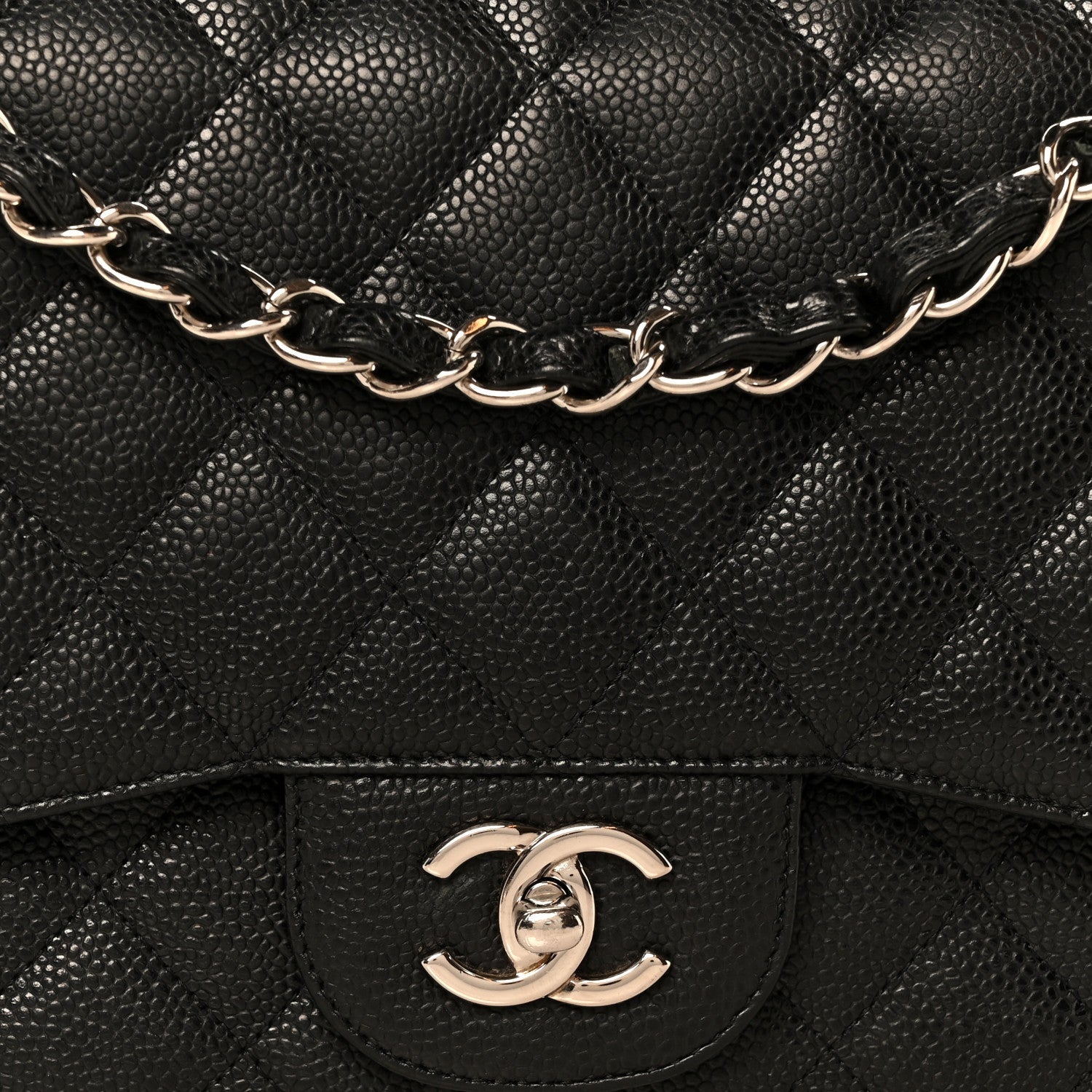 Caviar Quilted Jumbo Double Flap Black