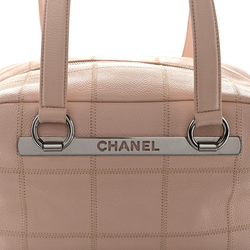 Caviar Square Stitched Bowler Pink