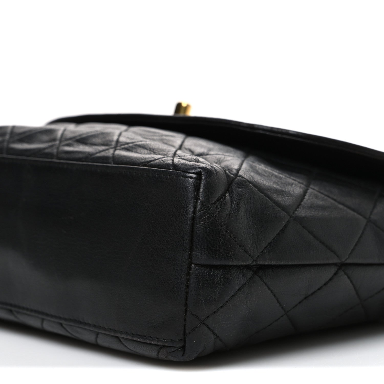 Lambskin Quilted Flap Shoulder Bag Black