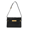Shiny Calfskin Crocodile Embossed Small Manhattan Baguette Black