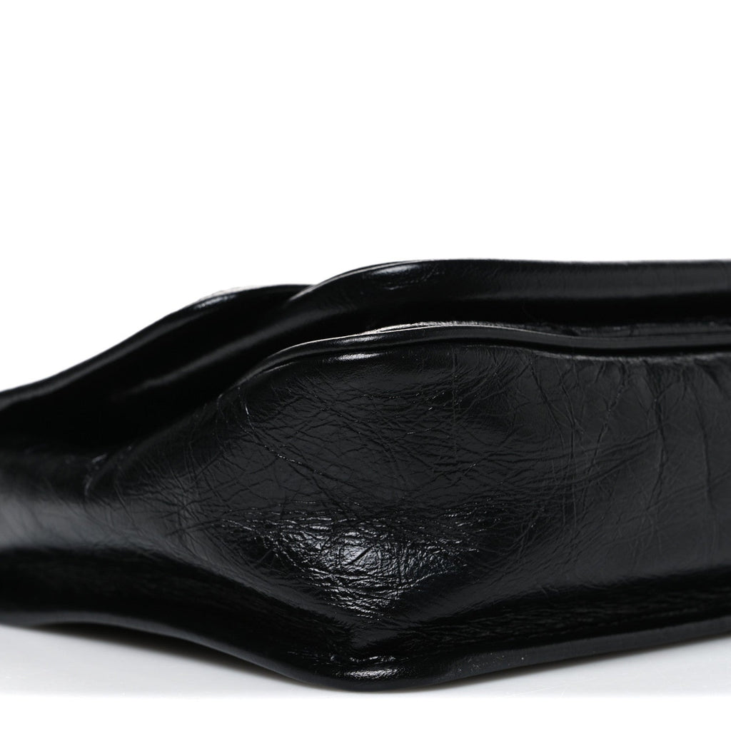 Crinkled Calfskin Matelasse Monogram Baby Niki Chain Satchel Black