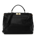 Calfskin Calf Hair Leopard Print Large Peekaboo Iconic Satchel Black