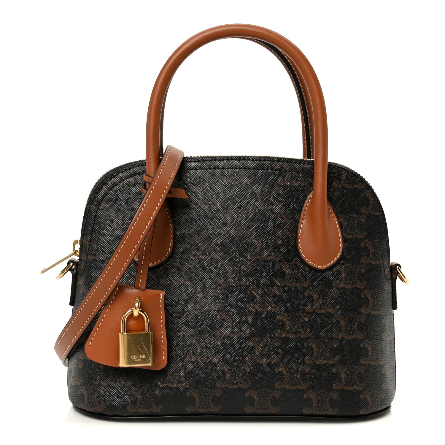 Canvas Calfskin Triomphe Teen Honorine Bag Tan