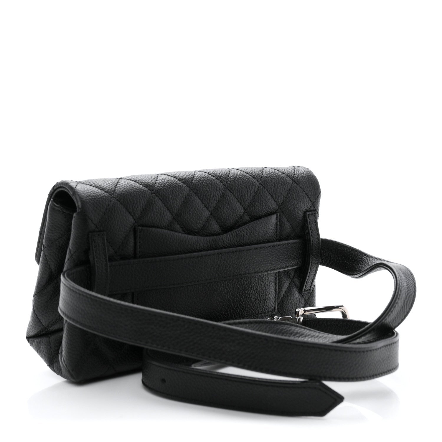 Grained Calfskin Quilted 2.55 Reissue Flap Belt Bag Clutch Black