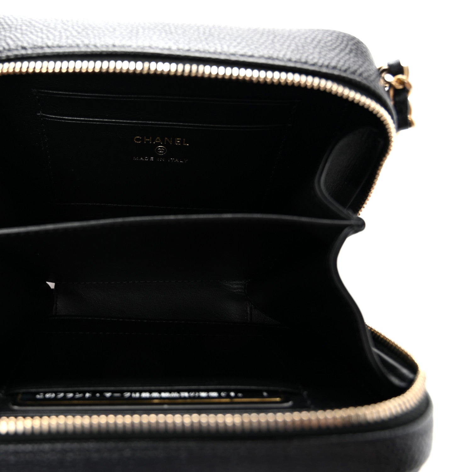 Caviar Quilted CC Filigree Vanity Clutch With Chain Black