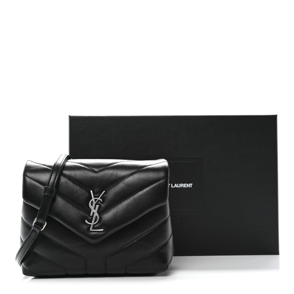 Calfskin Y Quilted Monogram Toy Loulou Crossbody Bag Black