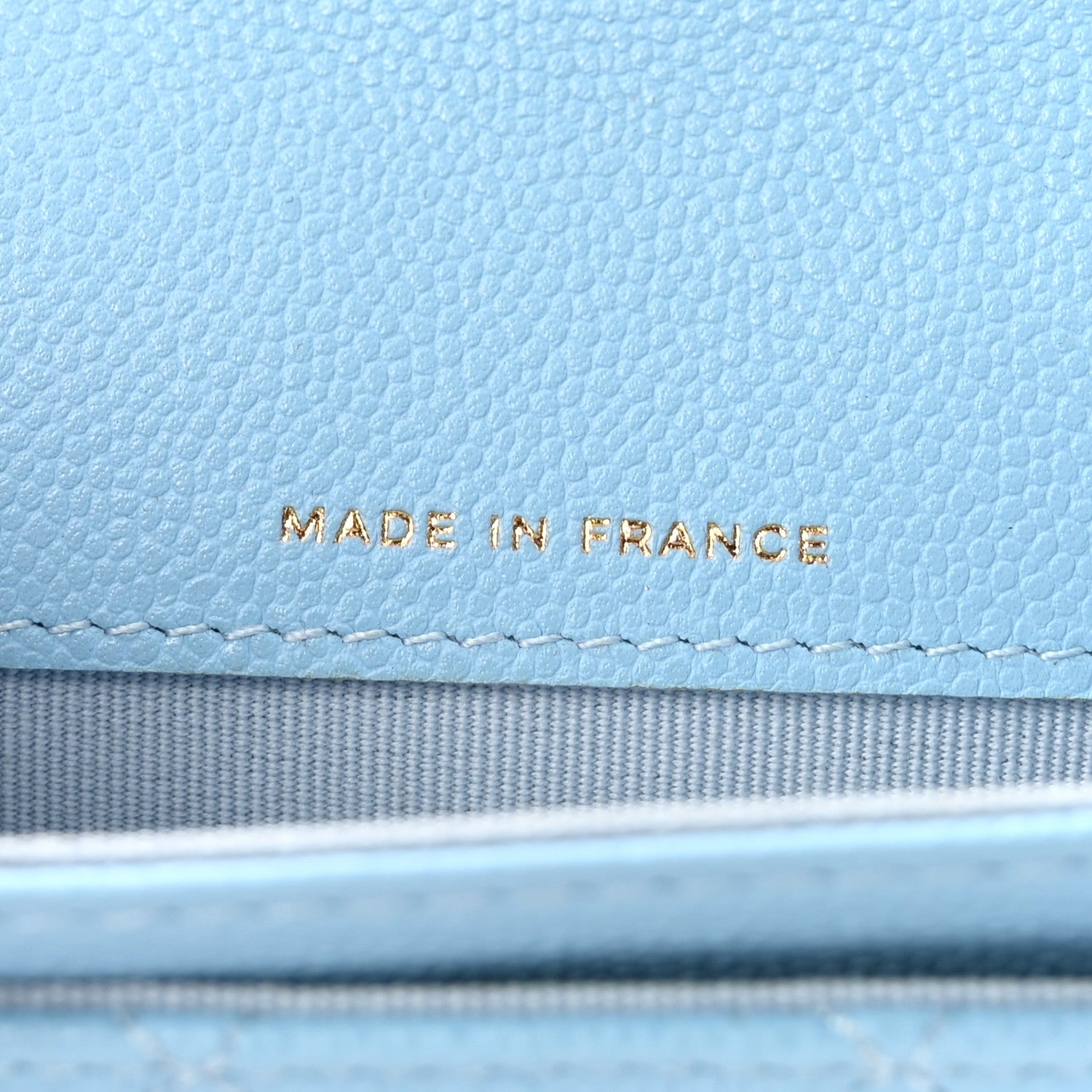Caviar Quilted Flap Card Holder Wallet Light Blue