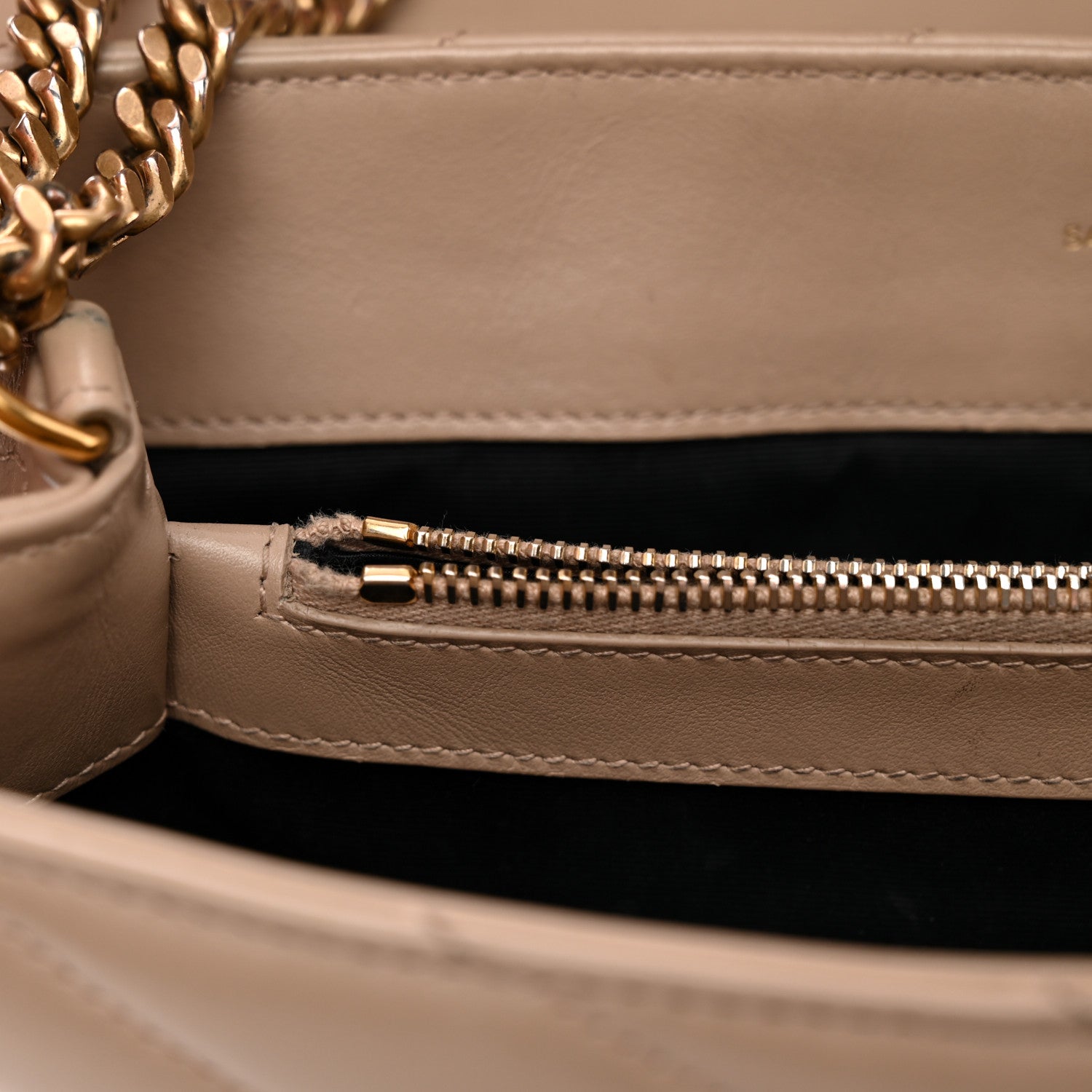 Calfskin Y Quilted Monogram Medium Loulou Chain Satchel Dark Beige