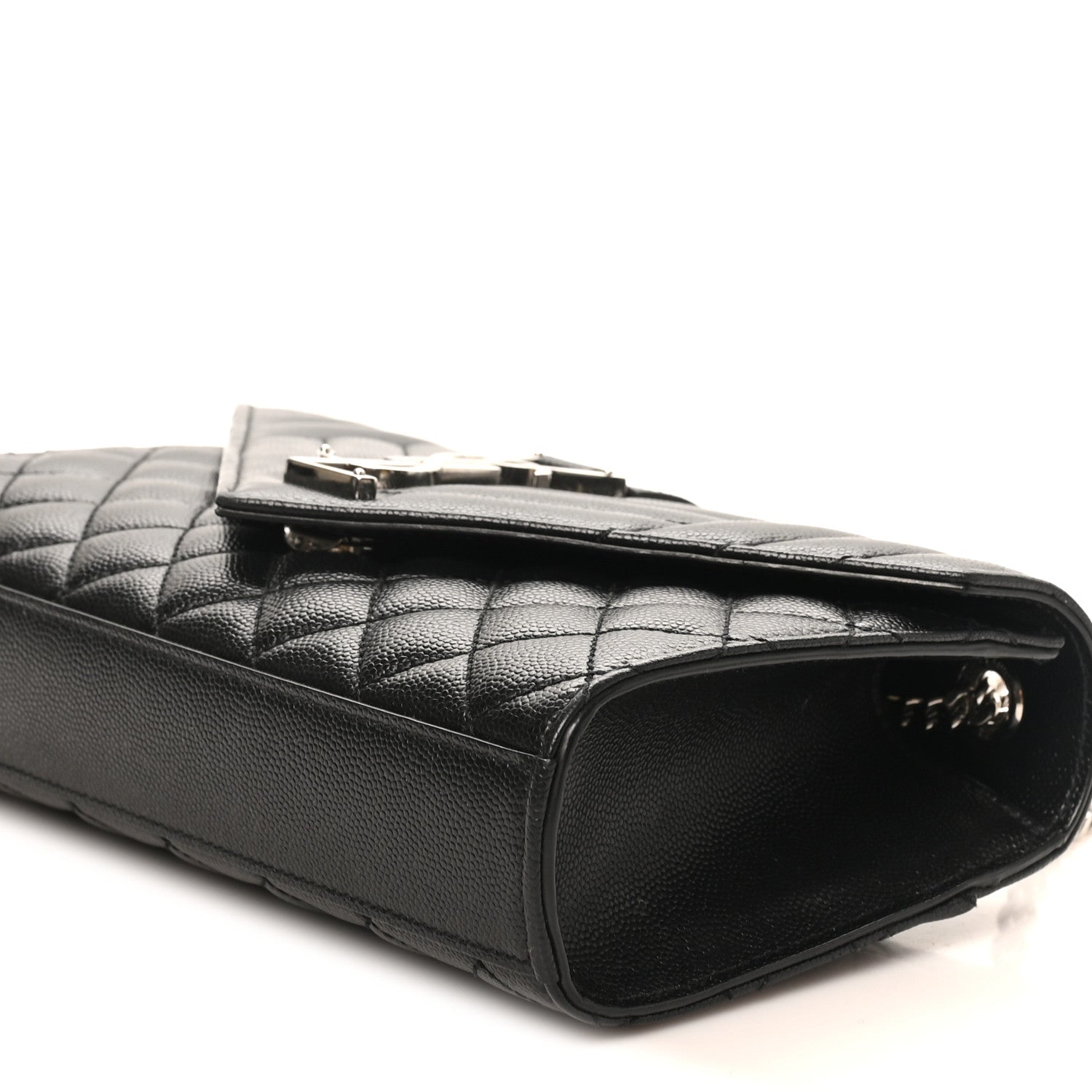 Grain De Poudre Textured Mixed Matelasse Triquilt Small Monogram Satchel Black
