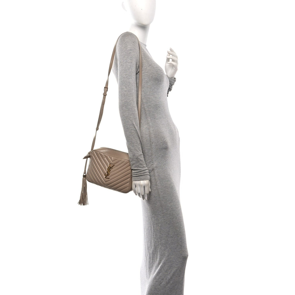 Calfskin Matelasse Monogram Lou Camera Bag Dark Beige