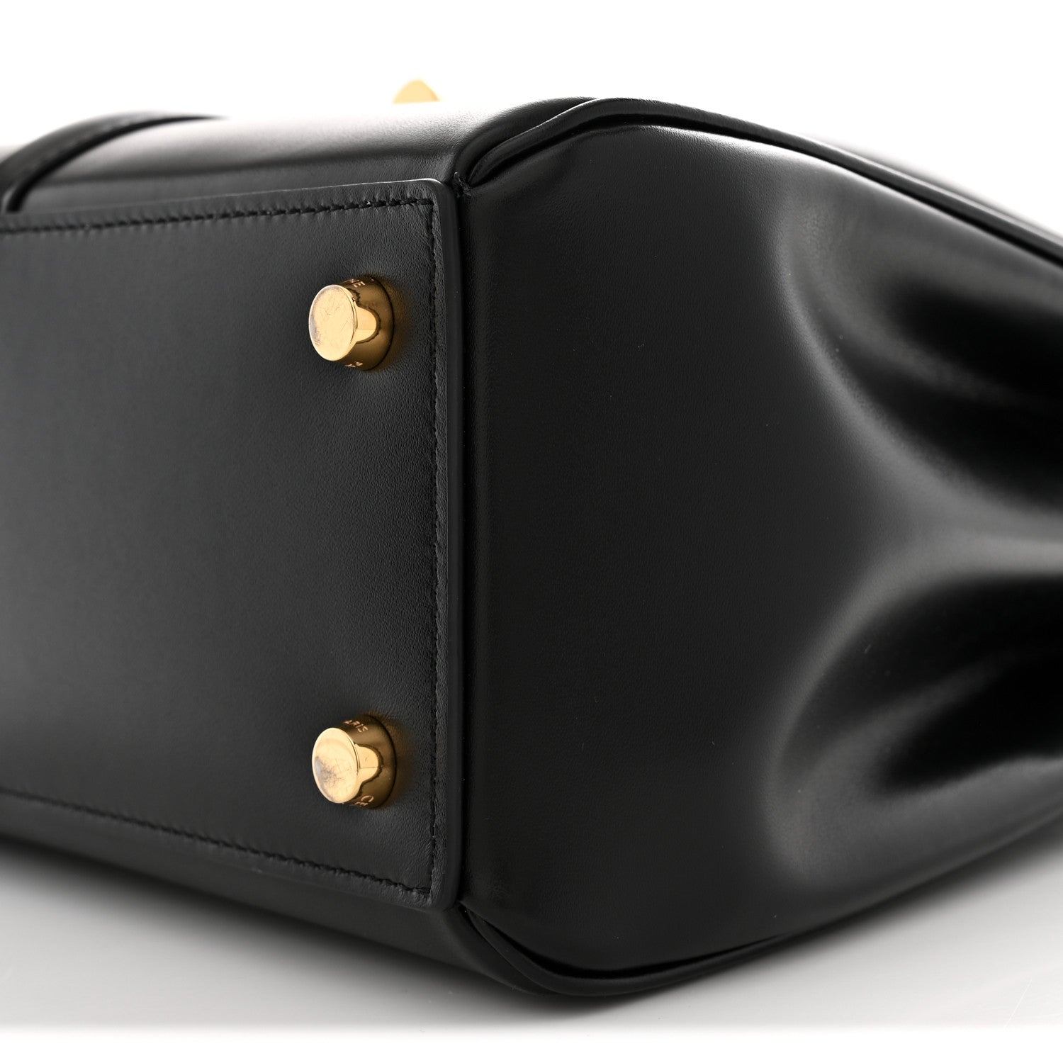 Satinated Calfskin Small 16 Top Handle Bag Black