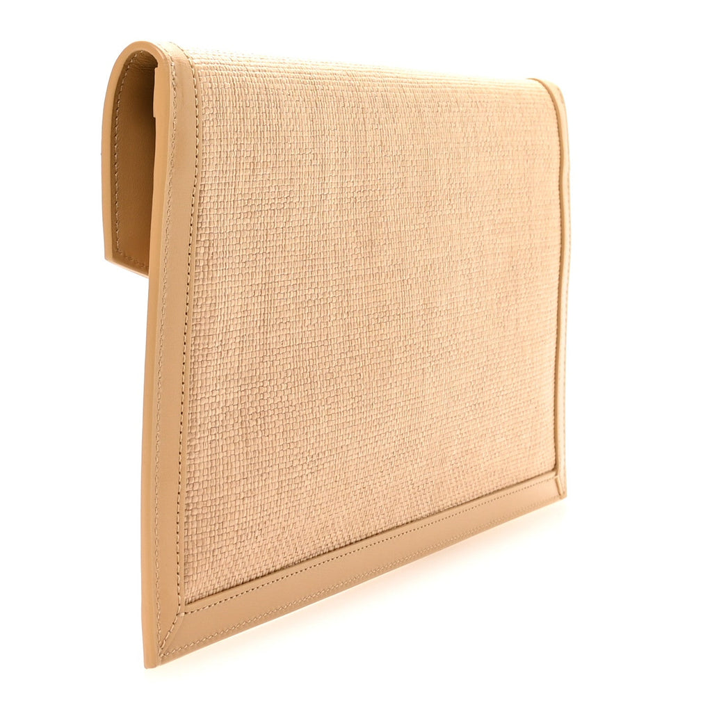 Micro Raffia Uptown Pouch Natural Hay Blush