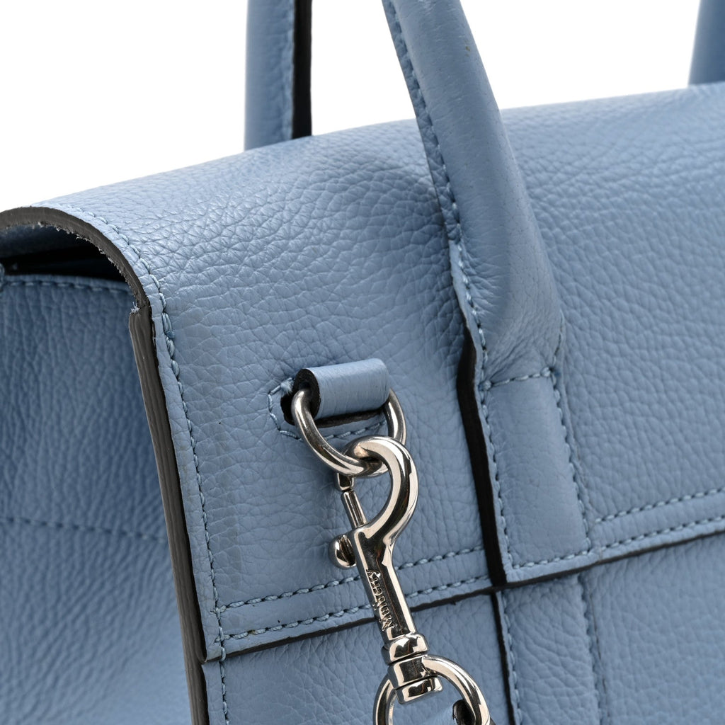 Classic Grain Calfskin Small Bayswater Porcelain Blue