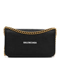 Grained Calfskin Logo Cash Phone Holder Wallet On Chain Black White