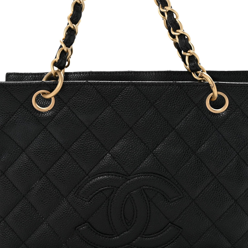 Caviar Quilted Petit Timeless Tote PTT Black