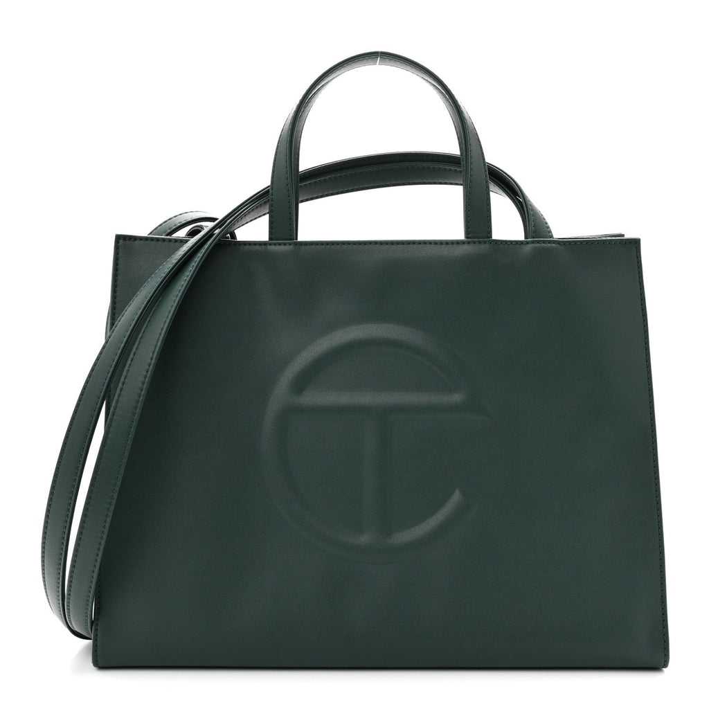 Vegan Leather Medium Shopping Bag Dark Olive