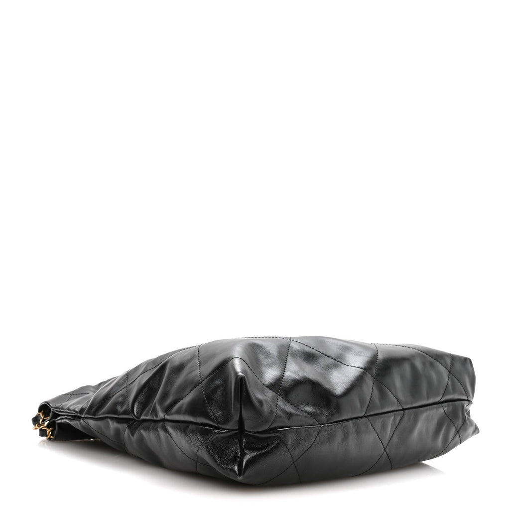 Shiny Calfskin Quilted Small Chanel 22 Black