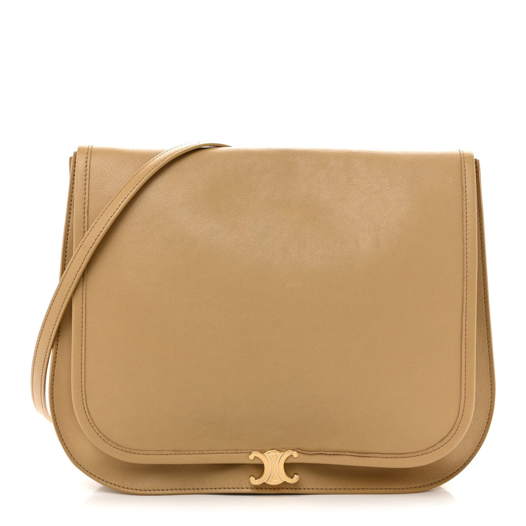 Shiny Lambskin Soft Triomphe Besace Bag Sandcastle