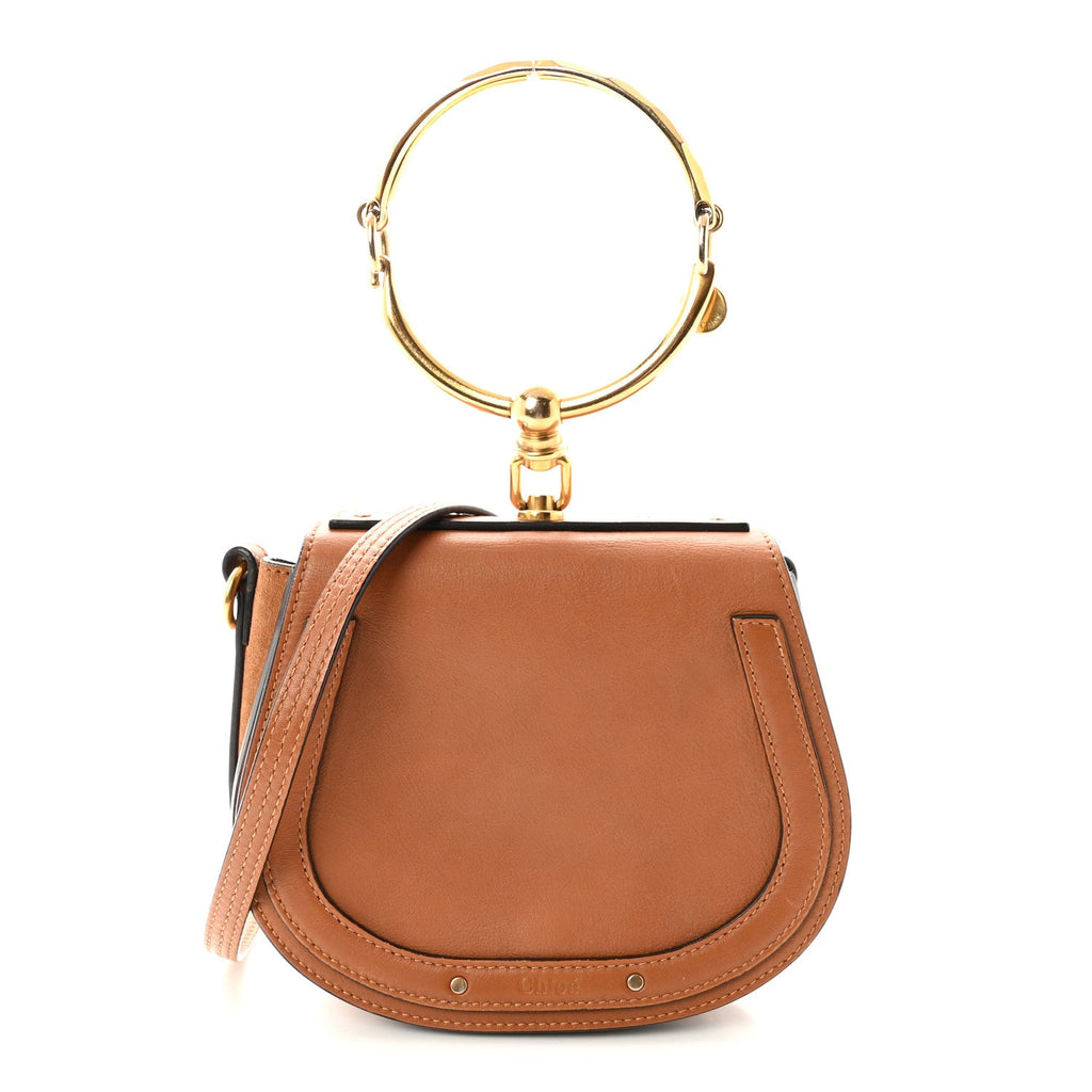 Calfskin Suede Small Nile Bracelet Bag Caramel