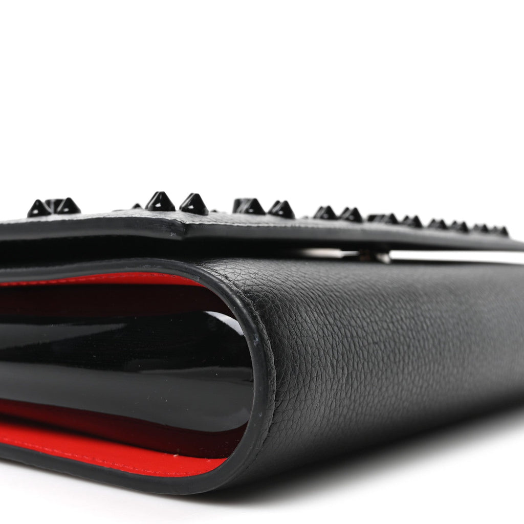 Calfskin Spikes Loubinthesky Paloma Clutch Black