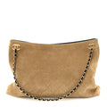 Suede Quilted Eyes On You Large Shopping Bag Beige