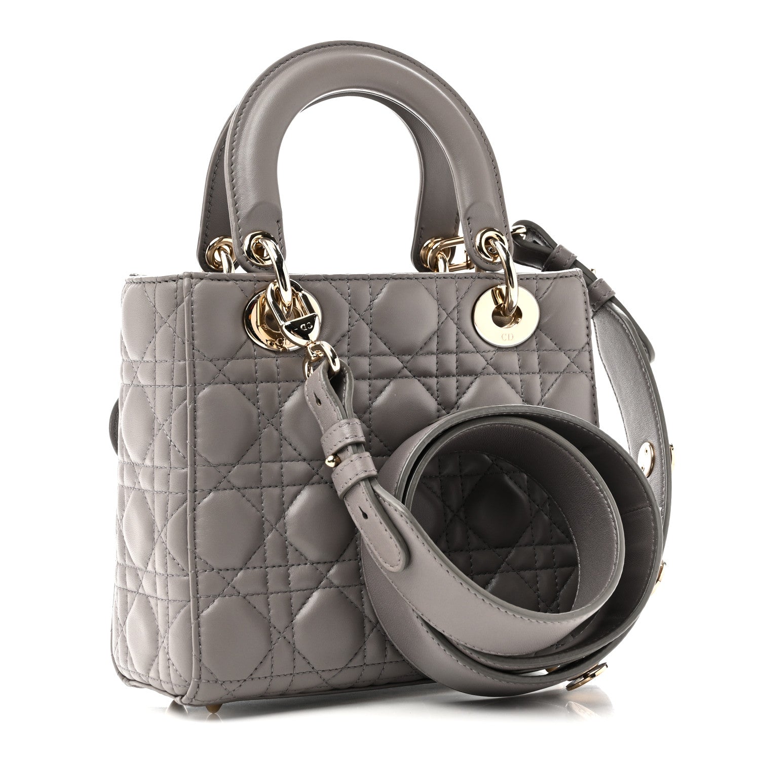 Lambskin Cannage Small Lucky Badges My Lady Dior Grey