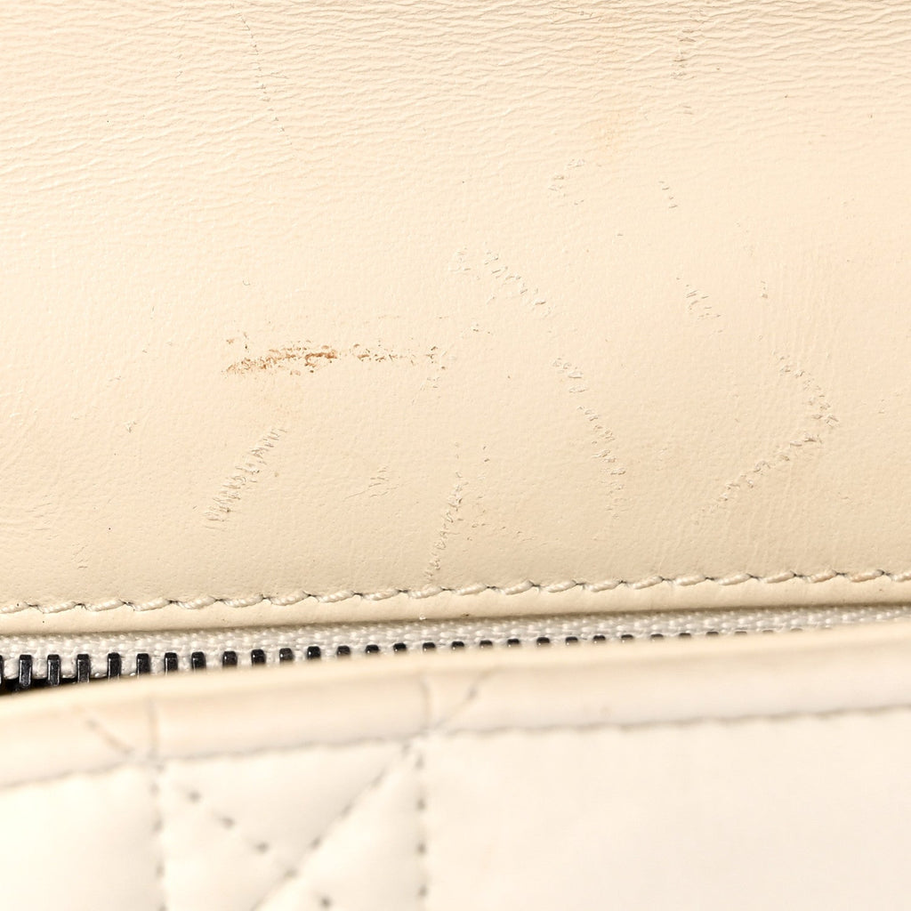 Lambskin Macrocannage Small Dior Caro Bag Ivory