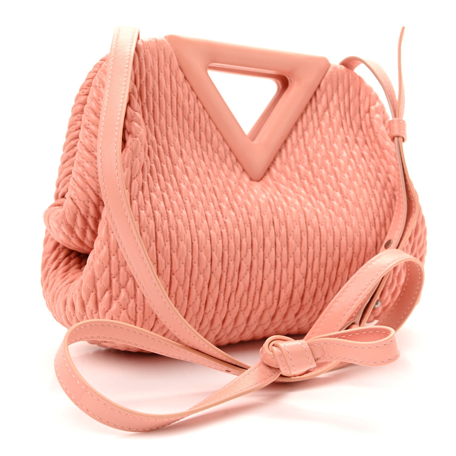 Lambskin Knit Small The Point Triangle Bag Peachy