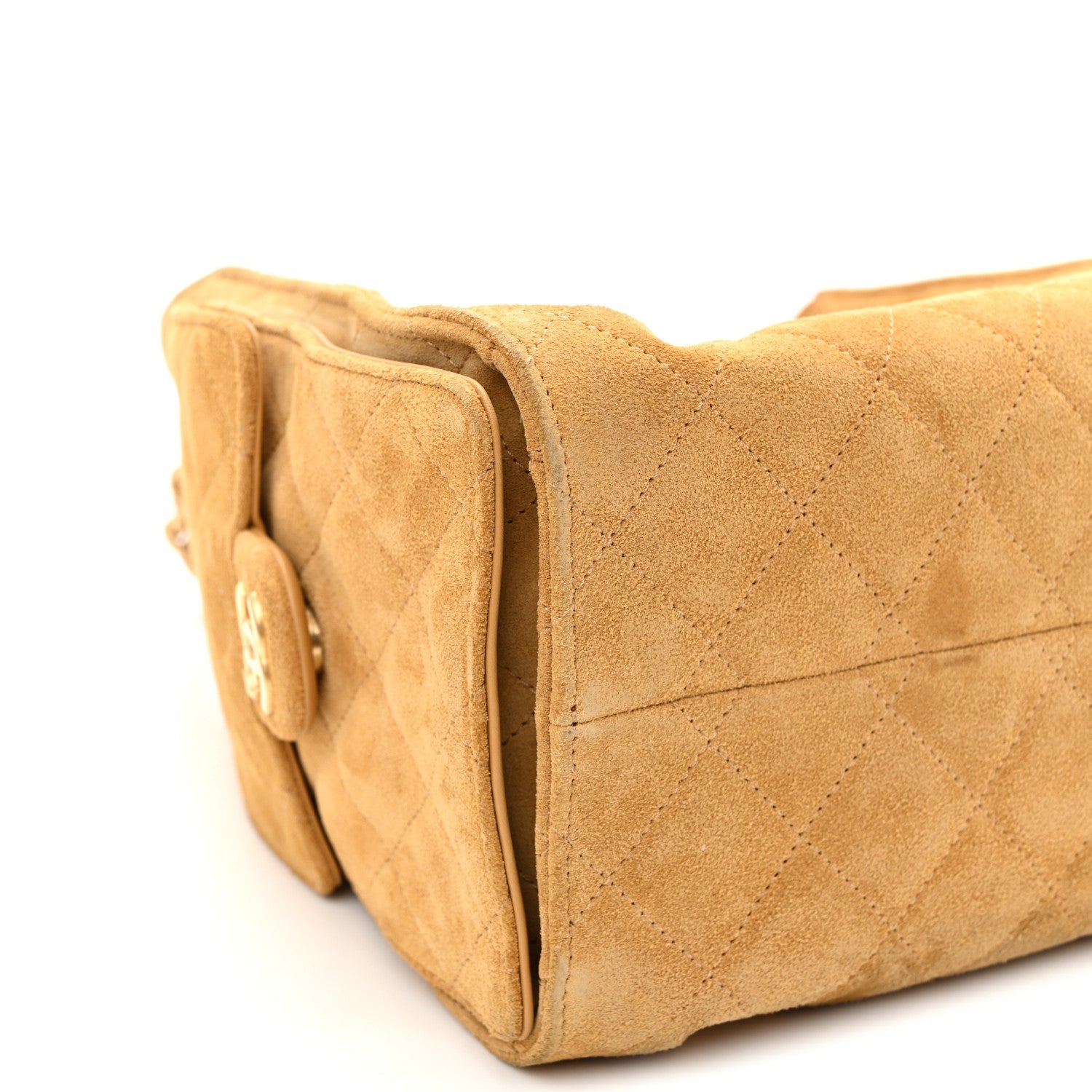 Suede Quilted Small Chanel 25 Handbag Beige