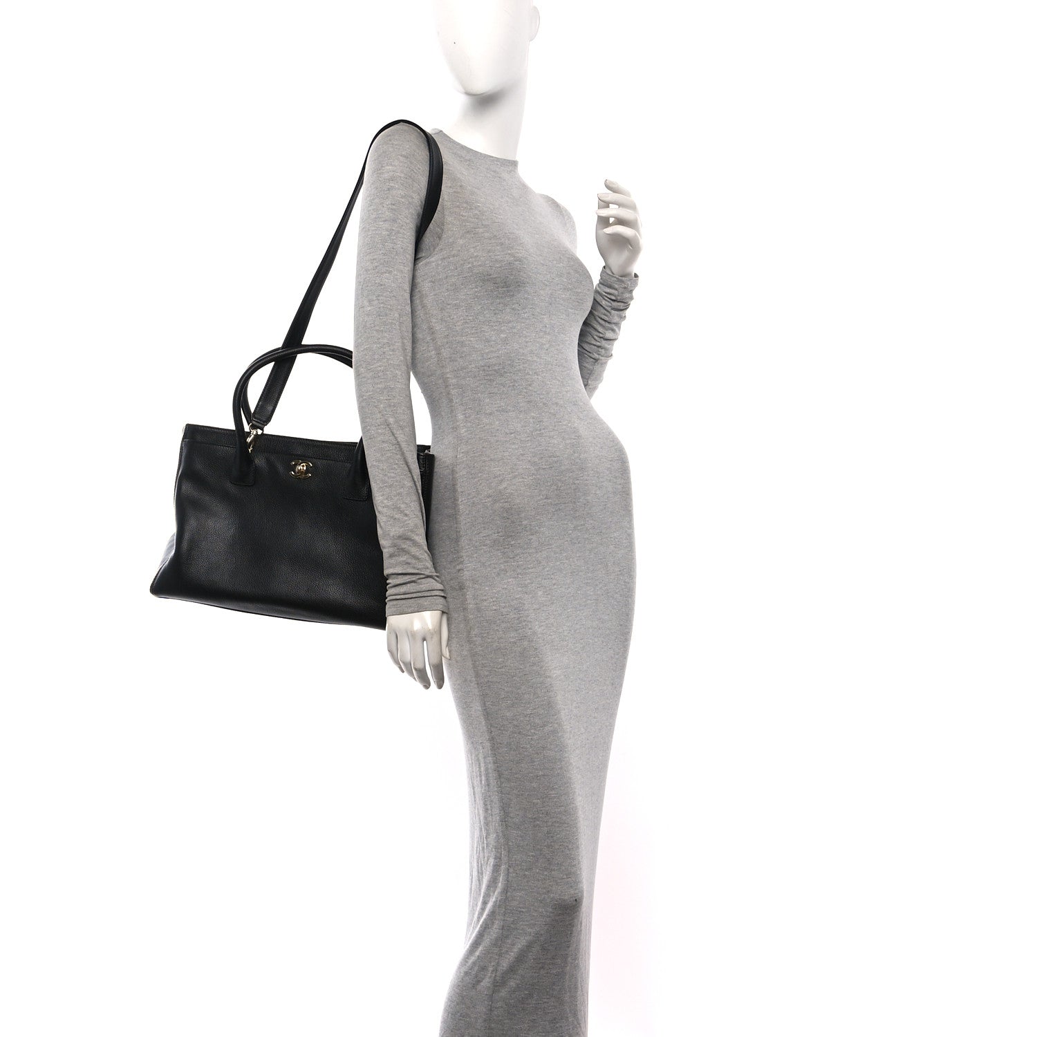 Calfskin Cerf Executive Shopper Tote Black