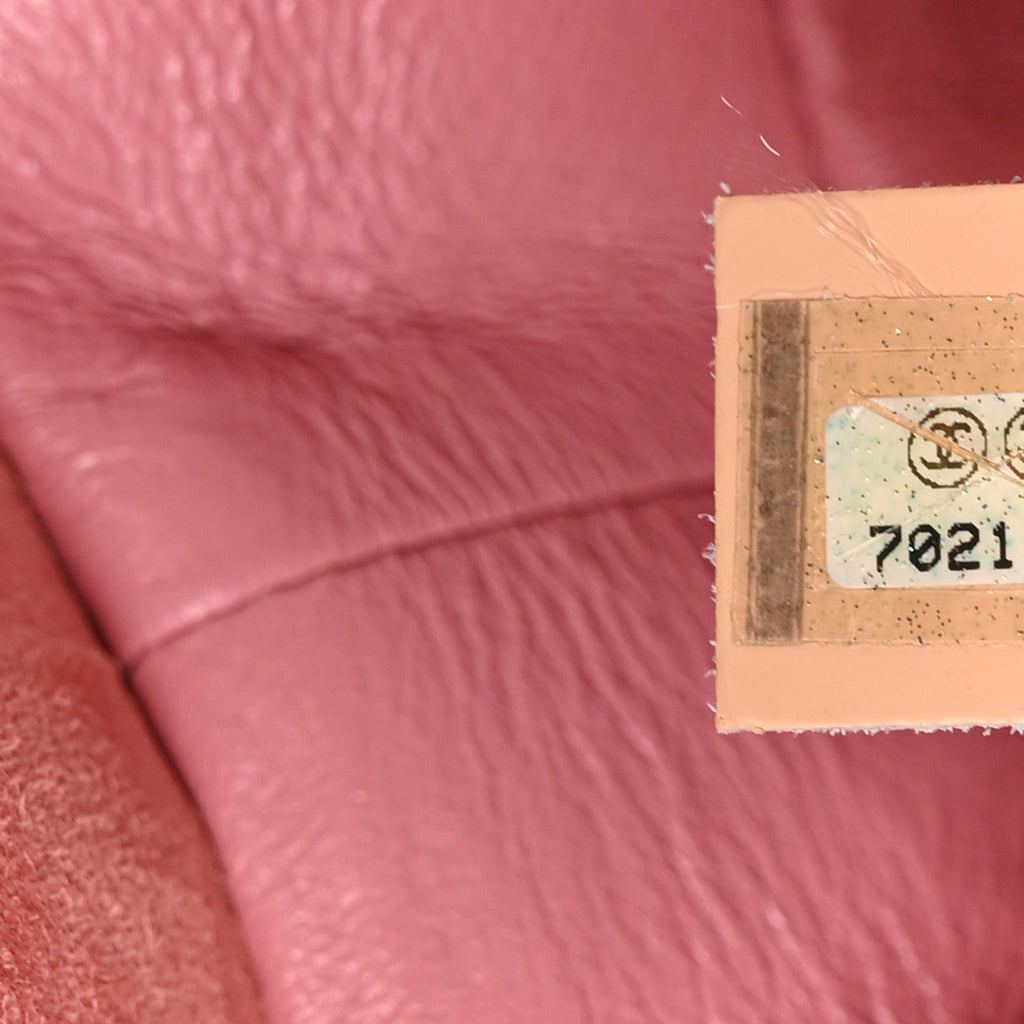 Suede Chocolate Bar Top Handle Flap Pink Beige