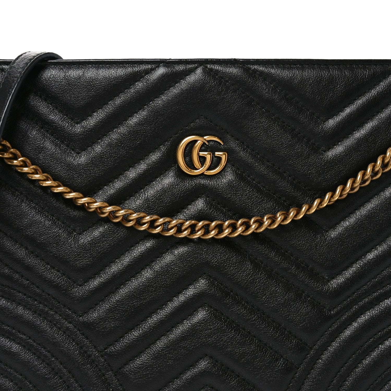 Azalea Calfskin Matelasse Heart Medium GG Marmont Slim Shoulder Bag Black