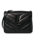 Calfskin Y Quilted Monogram Monochrome Toy Loulou Crossbody Bag Black