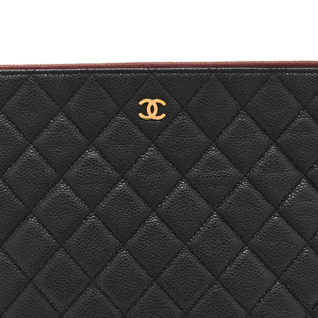 Caviar Quilted Large Cosmetic Case Black