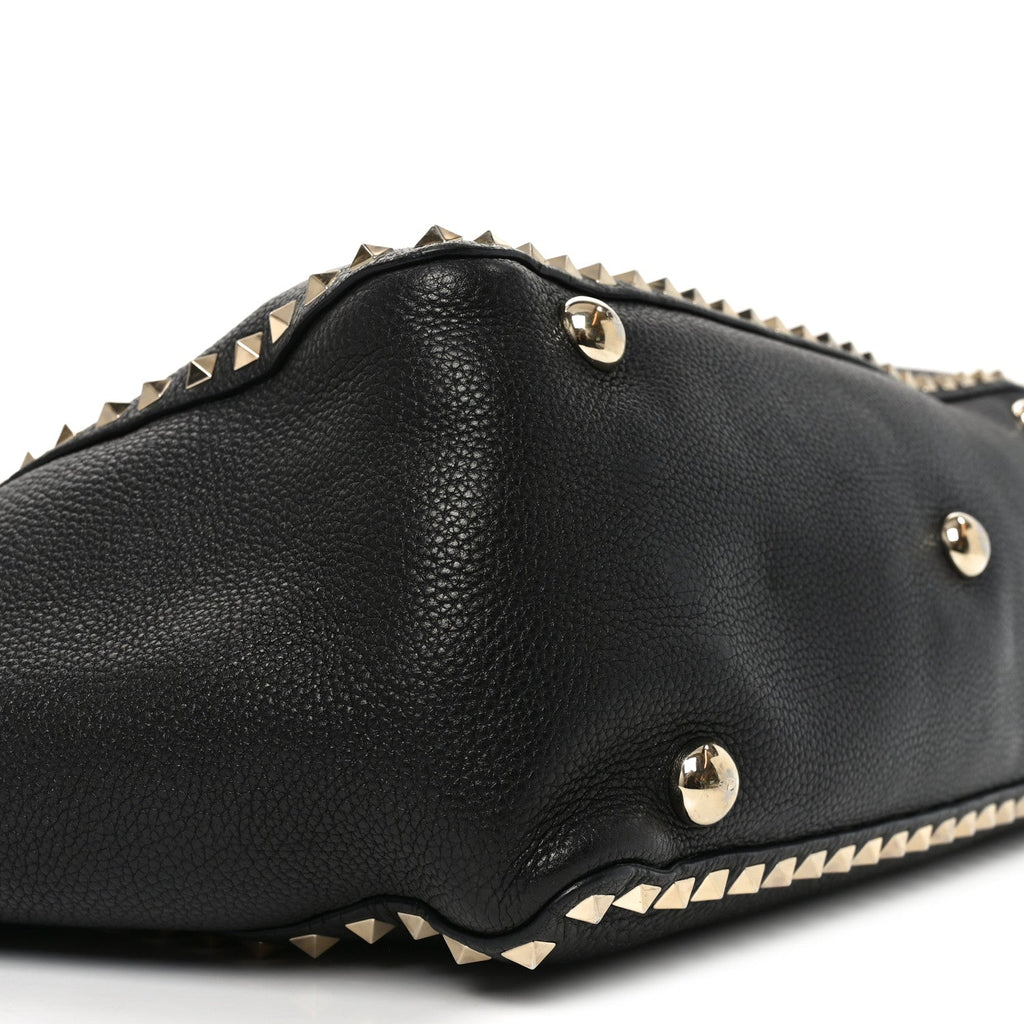 Vitello Medium Rockstud Tote Black
