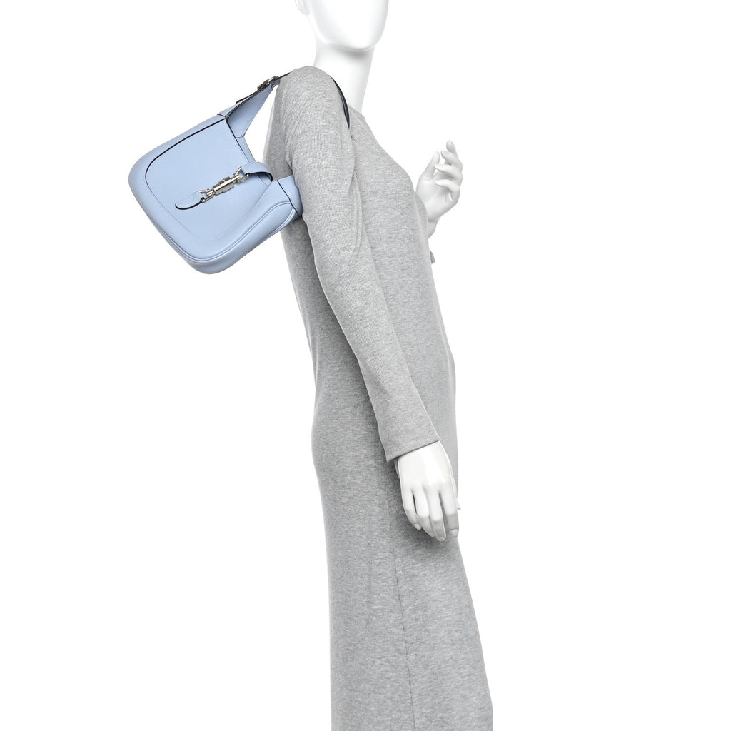 Grained Calfskin Web Medium Jackie 1961 Hobo Light Blue